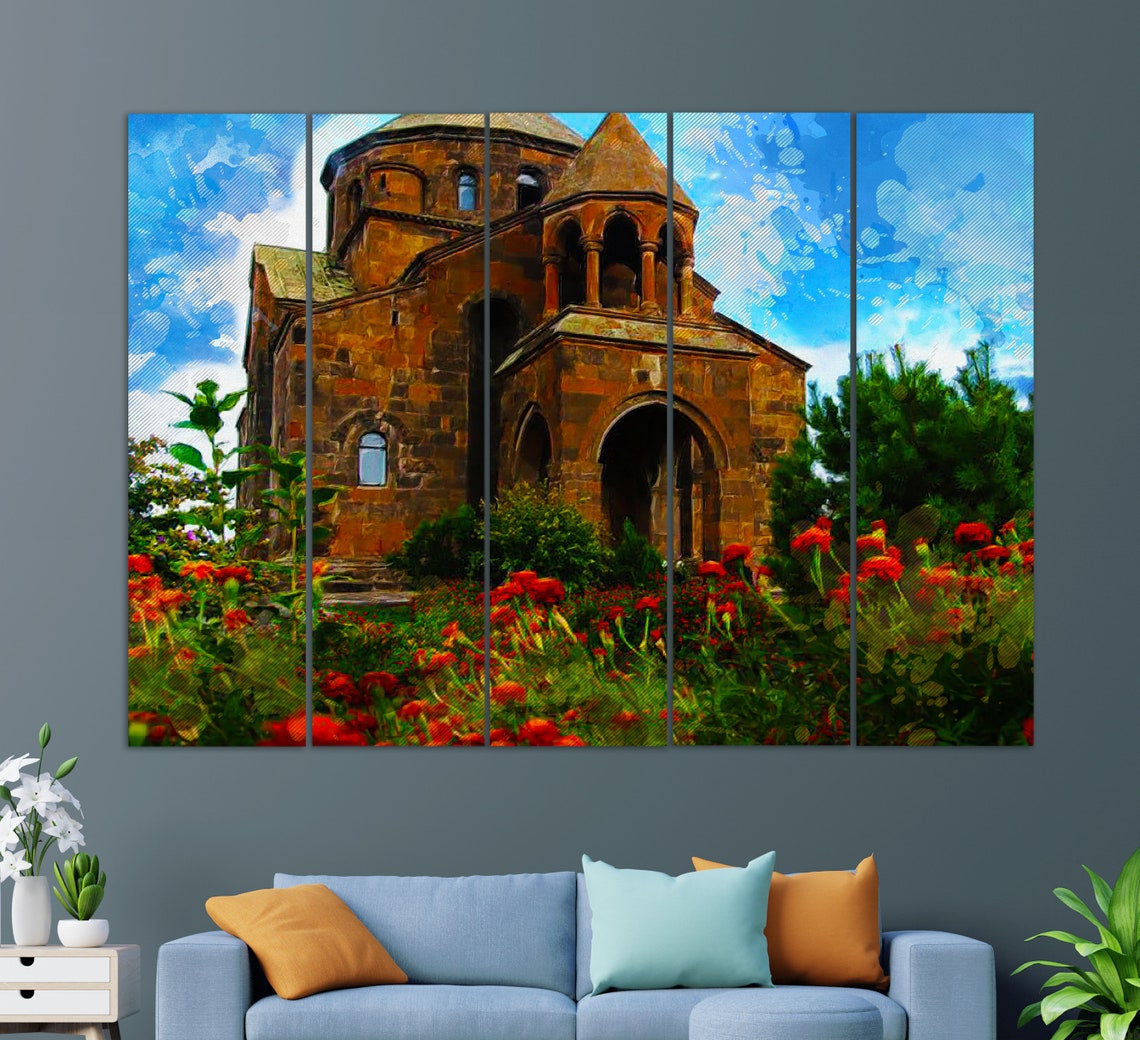 Saint Hripsime Church Armenia Historic Stone Dome Red Flowers Poster - Image 3