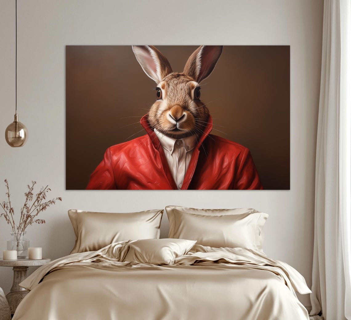 Hare In A Leather Jacket, Hare Painting - Image 4