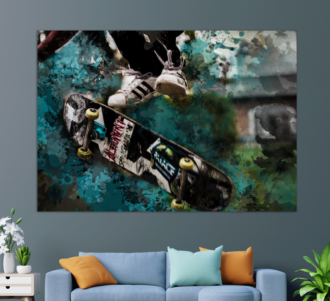 Skateboarding Painting, Skateboarder Art Print