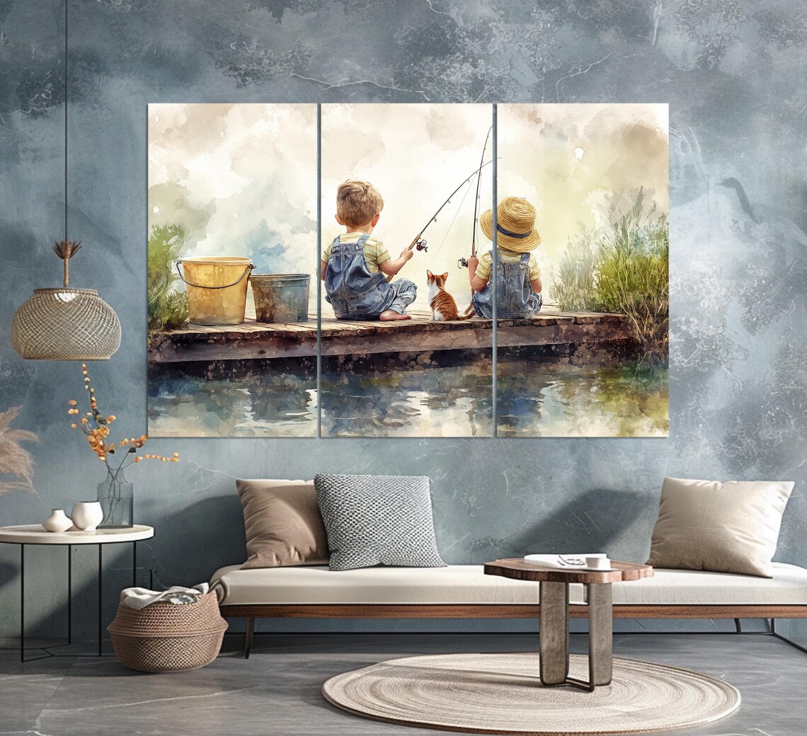 Cute Kids Fishing Print, Nursery and Kids Wall Art - Image 2