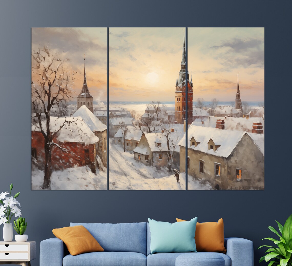 Misty Tallinn Winter Abstract Art Print, Estonia - Image 2