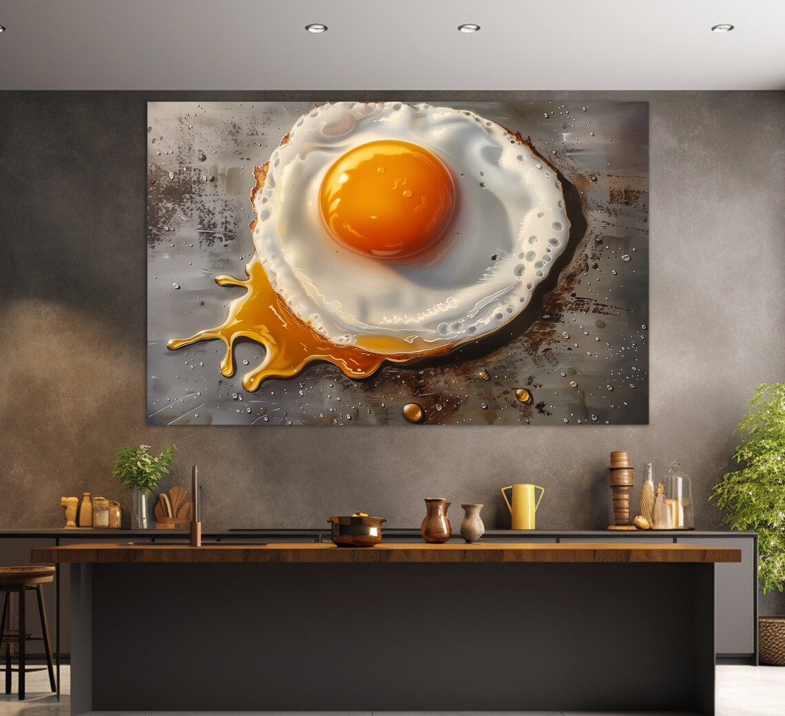 Fried Egg Art Print, Modern Kitchen Decor