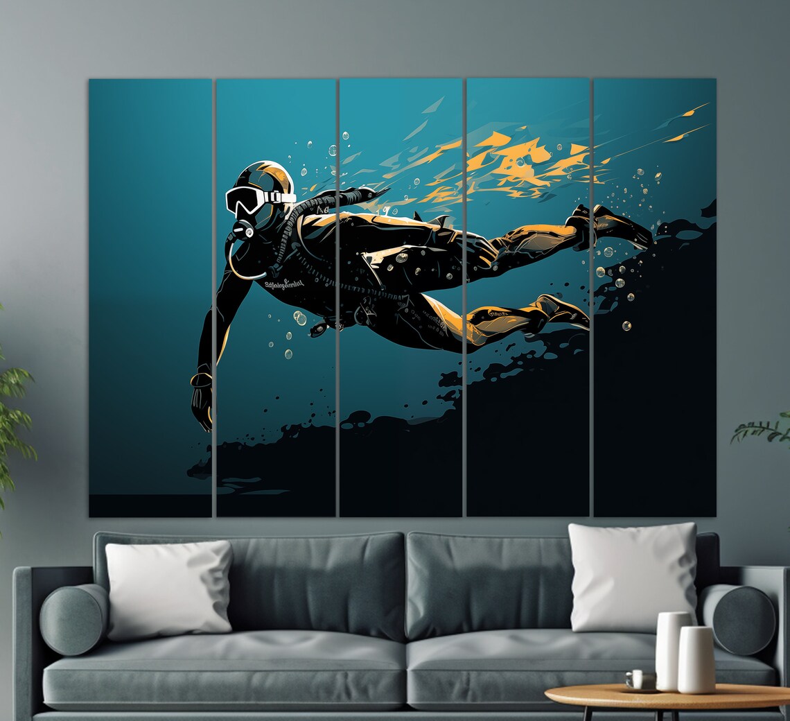 Diving Abstract Scuba Diver Art Print, Gift - Image 3