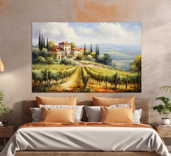 Vineyards in Tuscany Oil Painting Print, Italy