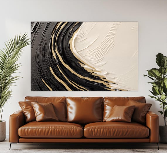 Abstract Black And Beige Luxurious Painting Print Luxury Wall Art Contemporary Painting Gold And Black Wall Art Contemporary Art