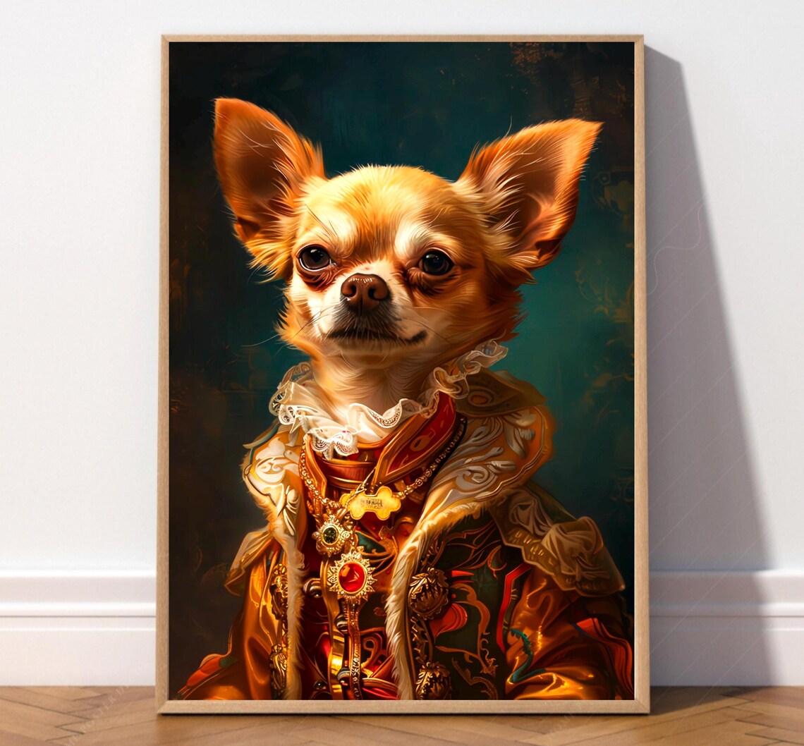 Chihuahua In Royal Jeweled Costume Aristocratic Dog Portrait Poster