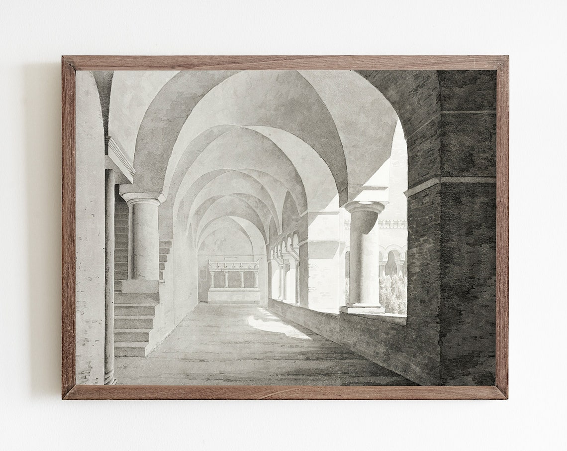 Vintage Architecture Painting Classical Art Print Affordable Home Art Wall Art