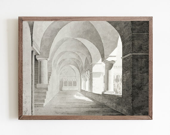 Vintage Architecture Painting Classical Art Print Affordable Home Art Wall Art
