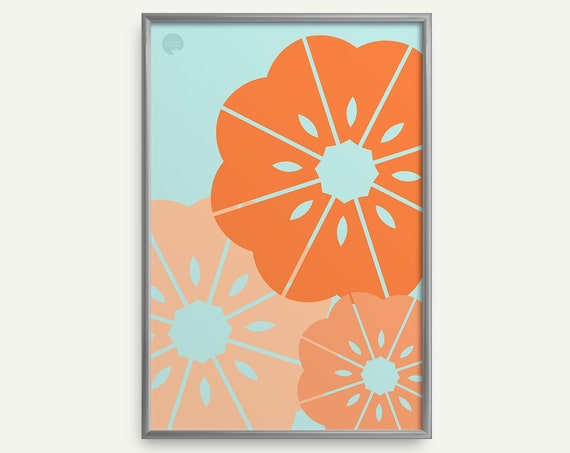 Modern Flower Print Graphic Flower Art Mod Floral Print Geometric Flower Print Flower Poster Minimalist Wall Art Modern Decor