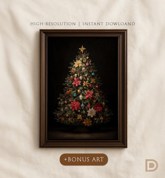 Elegant Christmas Tree Vintage Holiday Art Print