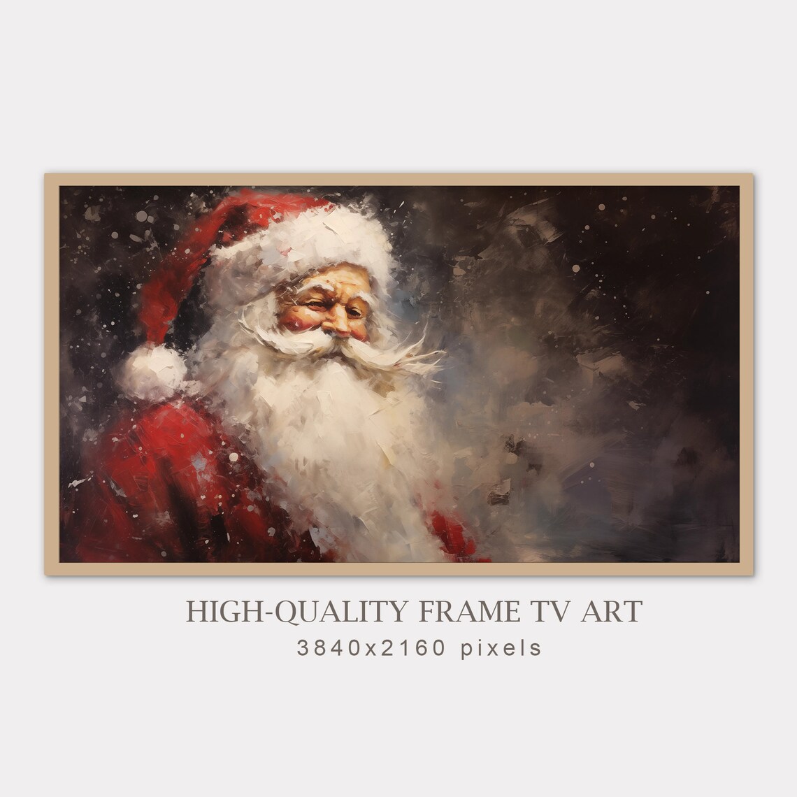 Vintage Christmas TV Art, Moody Santa Portrait