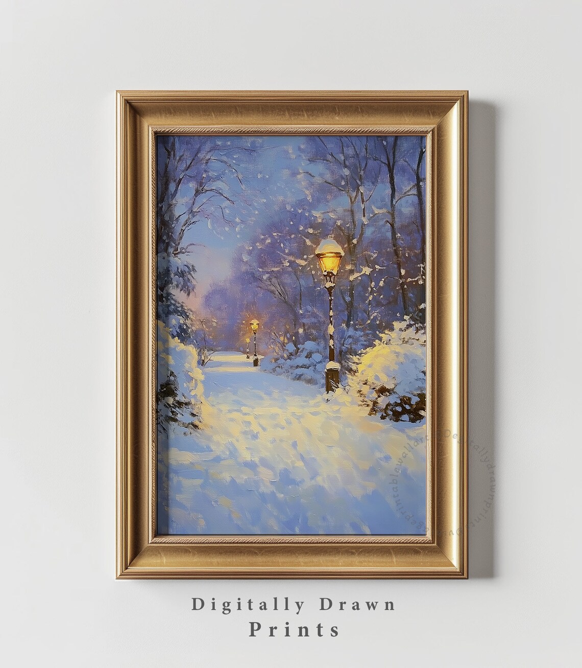 Moody Winter Landscape Vintage Christmas Art Print - Image 4