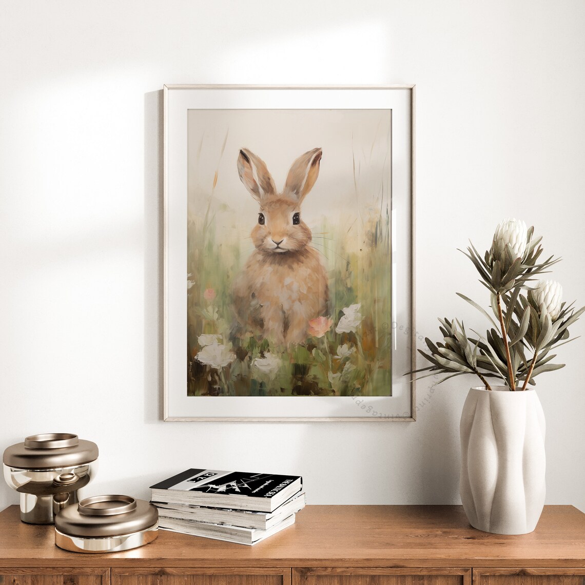 Vintage Easter Bunny Art Print, Wildflower Field - Image 5