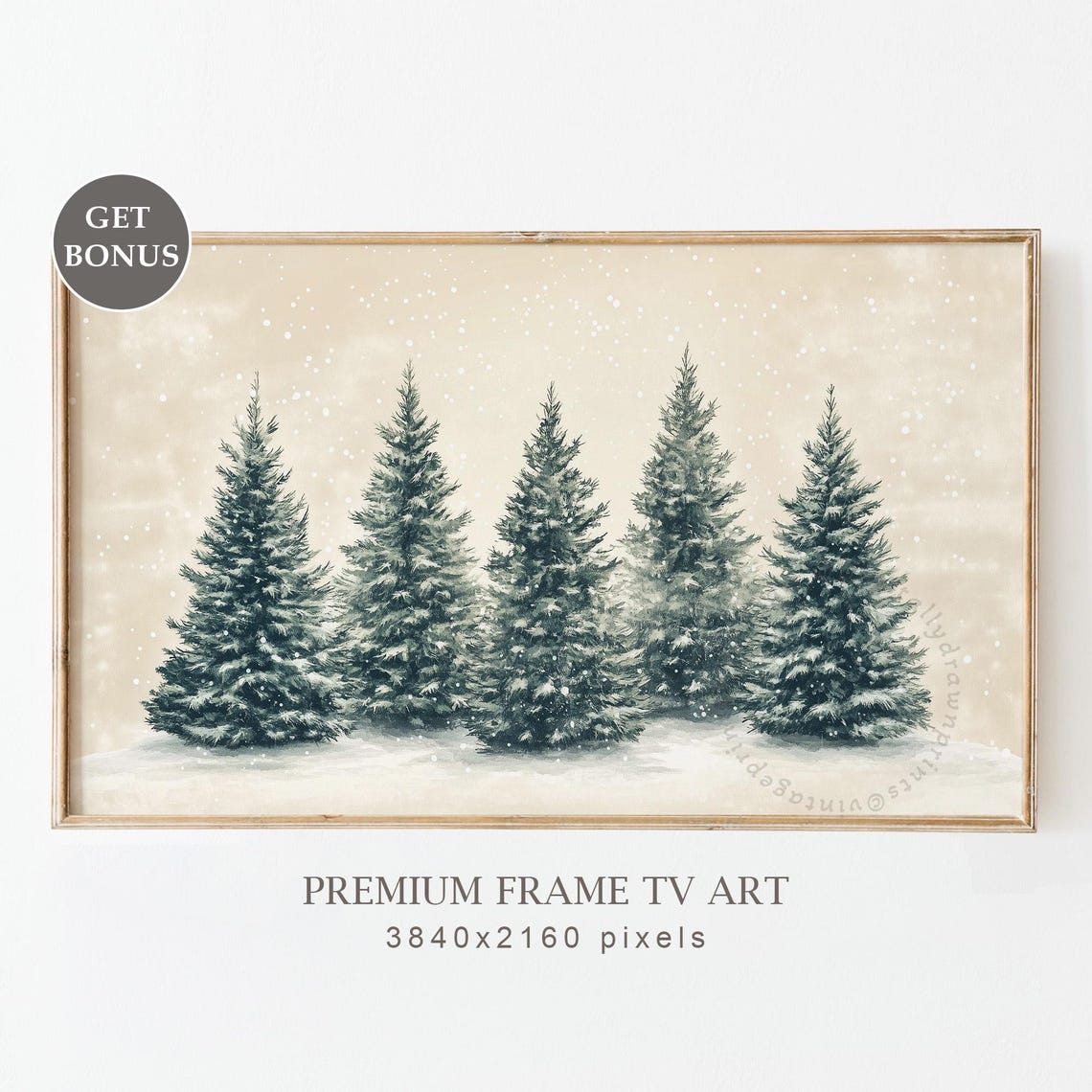Christmas Frame Tv Art Snowy Evergreen Forest Painting Farmhouse Christmas Decor Seasonal Art For Tv Winter Landscape Tv Display