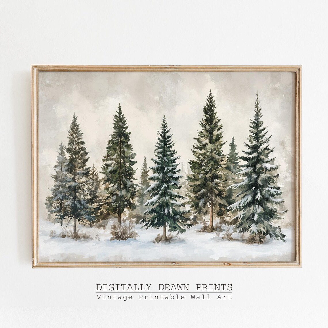 Winter Christmas Trees Landscape Art Print