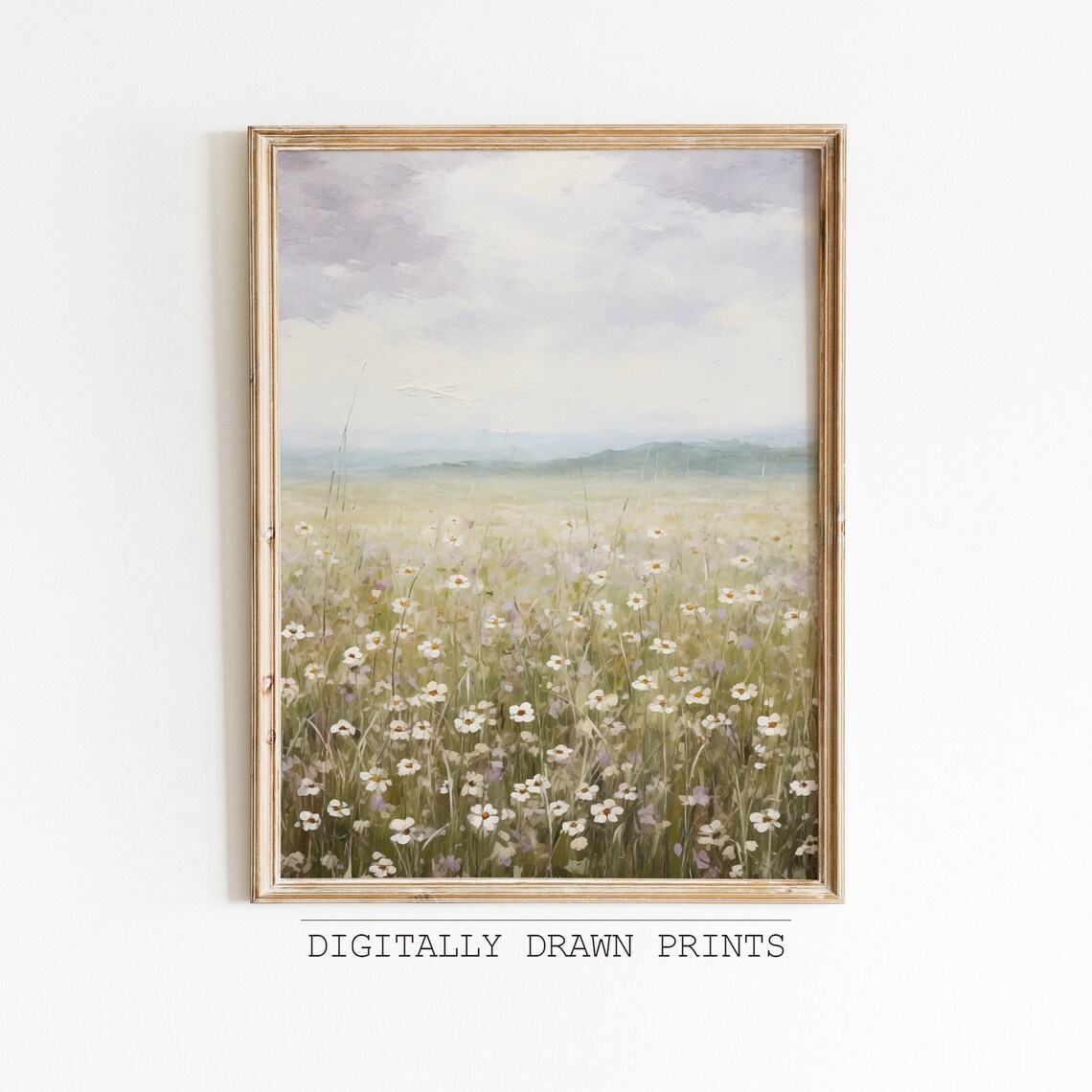 Spring Wildflower Field Landscape Wall Art Print