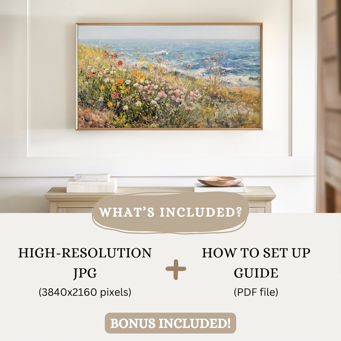 Coastal Wildflowers Art Print, Summer Beach Florals - Image 2