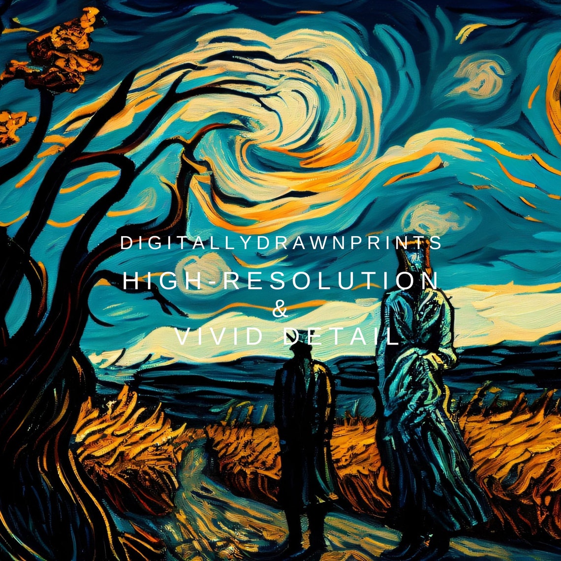 Halloween Frame Tv Art Abstract Tv Art Van Gogh Inspired Art Modern Halloween - Image 2