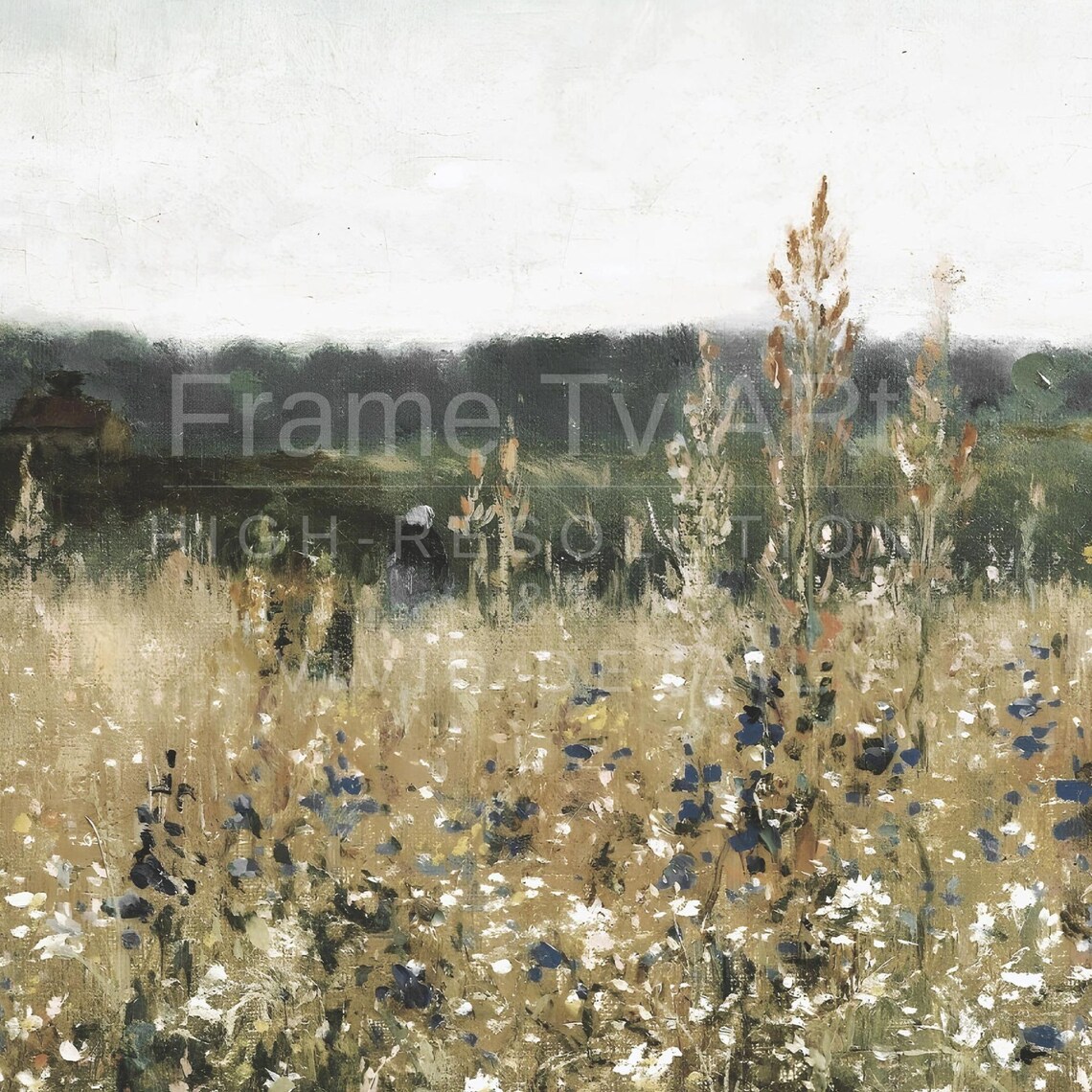Wildflower Field Spring Oil Painting, Farmhouse Decor - Image 2