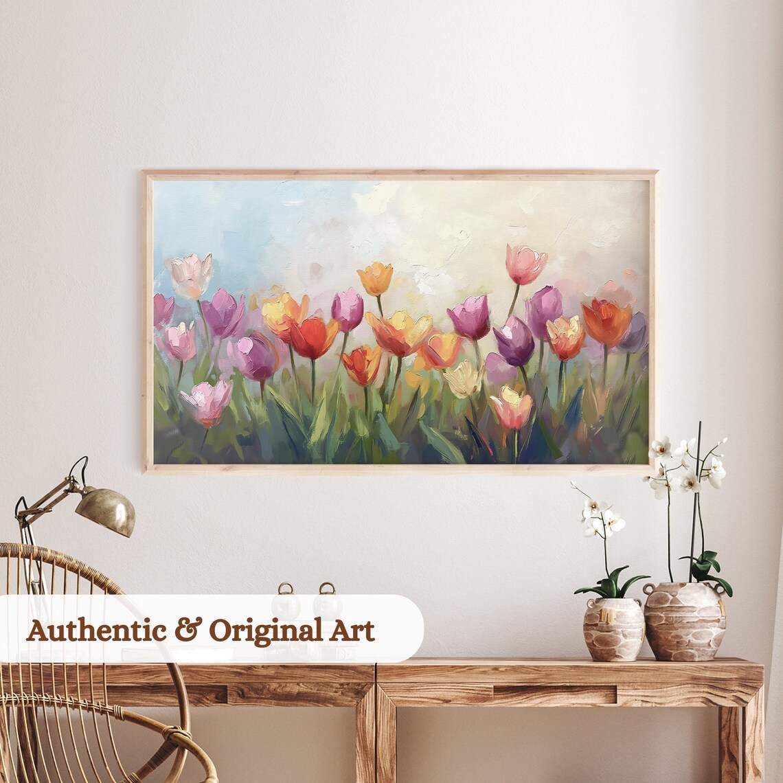 Colorful Tulip Field Spring Garden Impressionist Floral Frame TV Art Print - Image 3