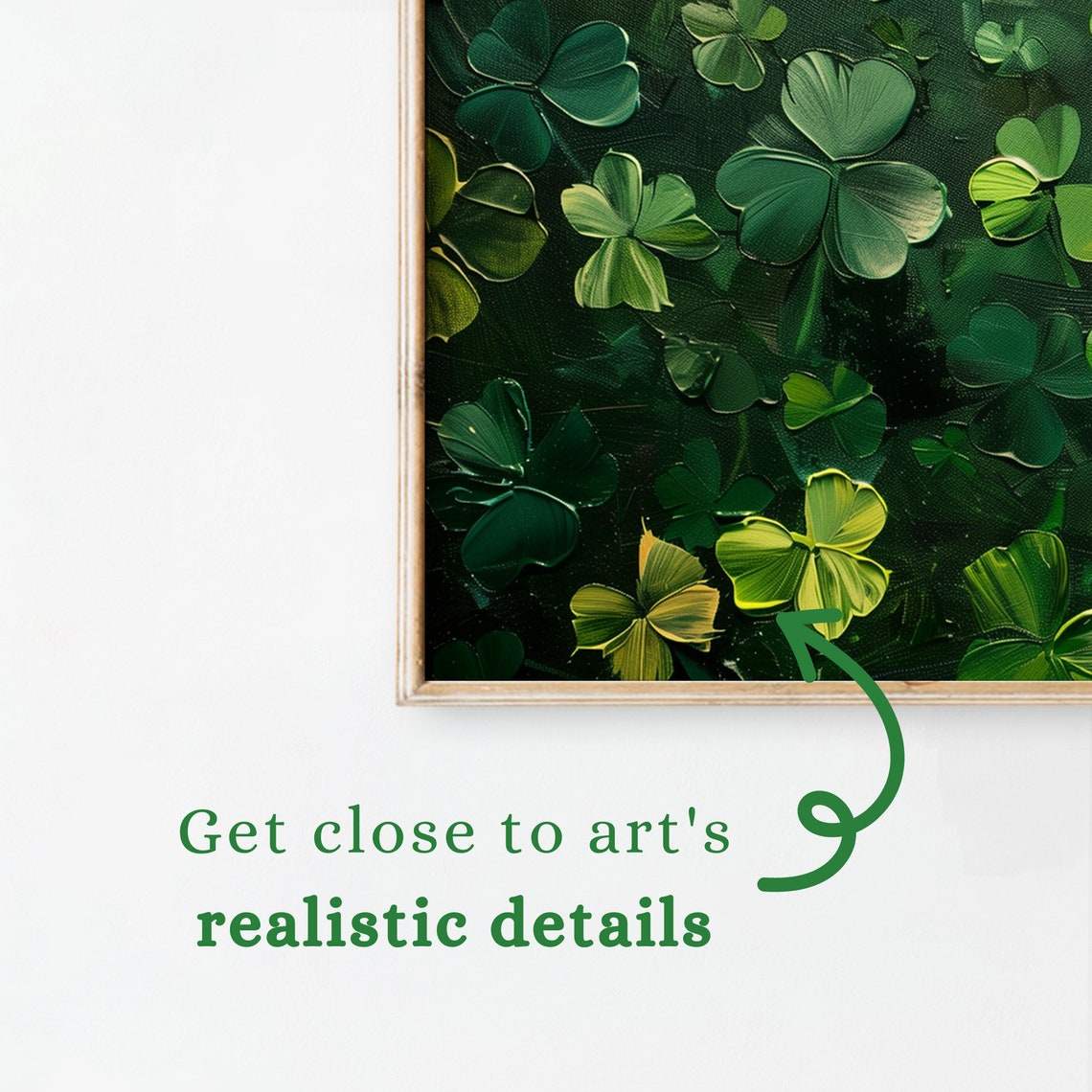 Abstract Green Shamrocks Impasto Texture St Patricks Day TV Art Print - Image 3