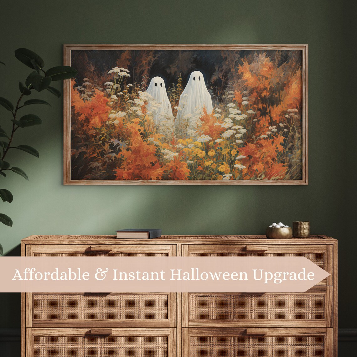 Halloween Ghosts In A Wildflowers Field Poster Print - Image 3