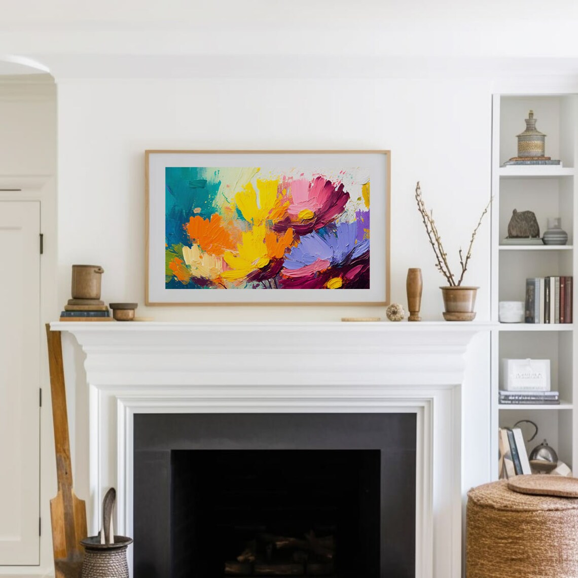 Abstract Flower Art, Spring Abstract Oil Painting - Image 3