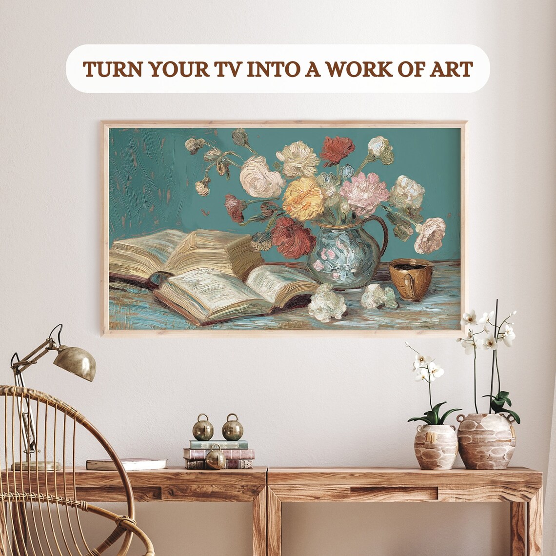 Still Life Oil Painting, Rustic Country Farmhouse Decor - Image 3