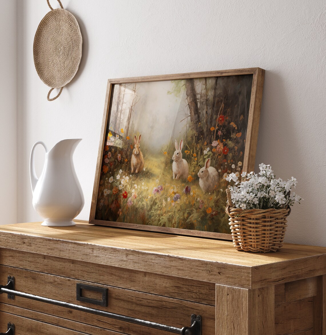 Moody Easter Bunnies Vintage Spring Art Print - Image 2