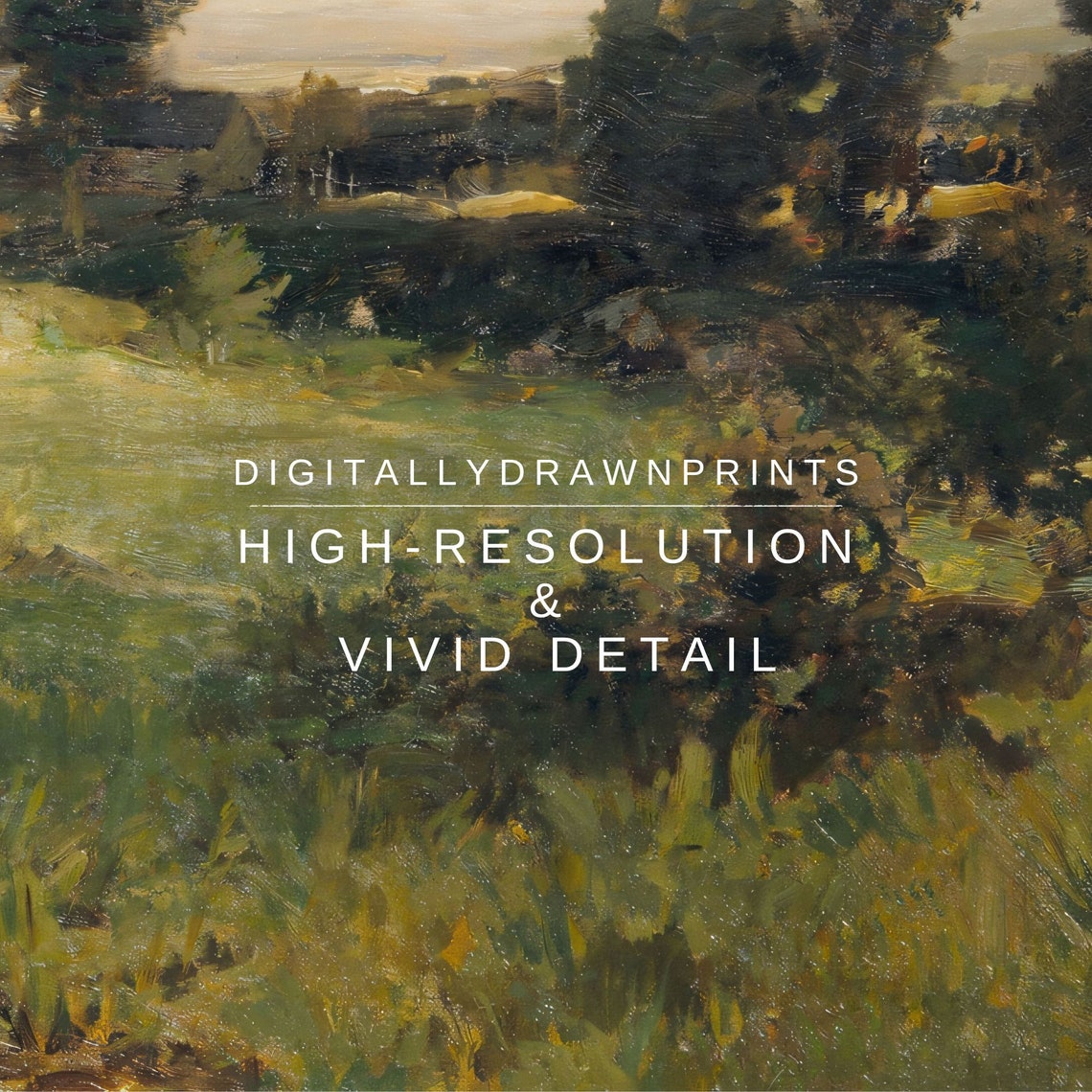 Vintage Landscape Oil Painting Farmhouse Decor Wall Art - Image 2