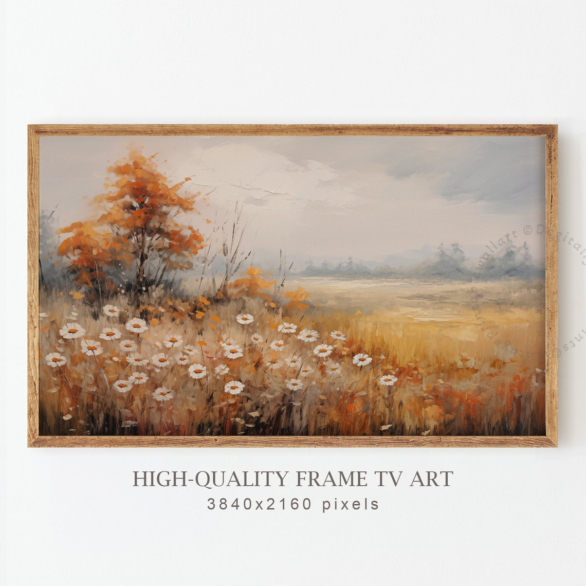 Autumn Wildflower Field White Daisies Orange Tree Fall Poster - Image 5