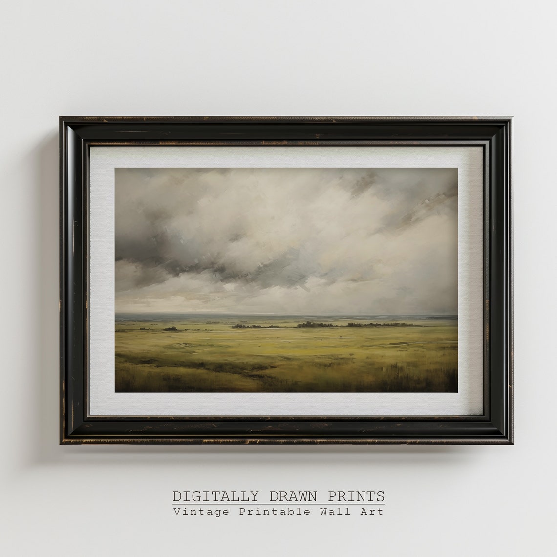 Moody Storm Clouds Over Vast Green Prairie Landscape Art Print - Image 4