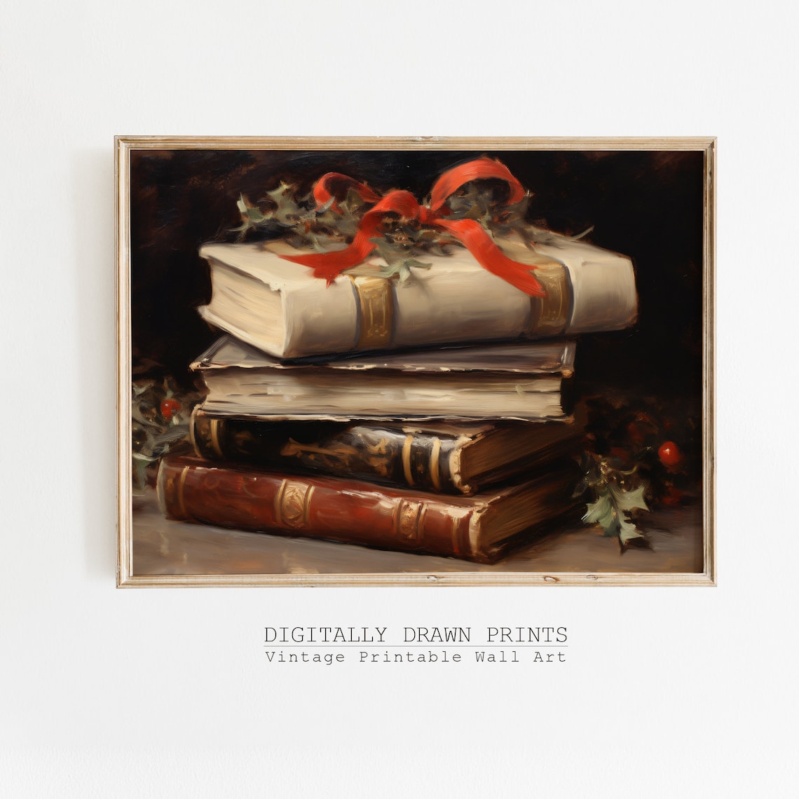 Rustic Christmas Still Life Art Print, Farmhouse Decor
