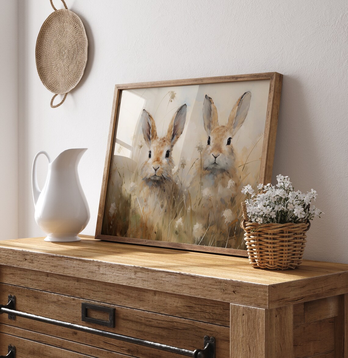 Vintage Easter Bunnies, Farmhouse Animal Art Print - Image 3