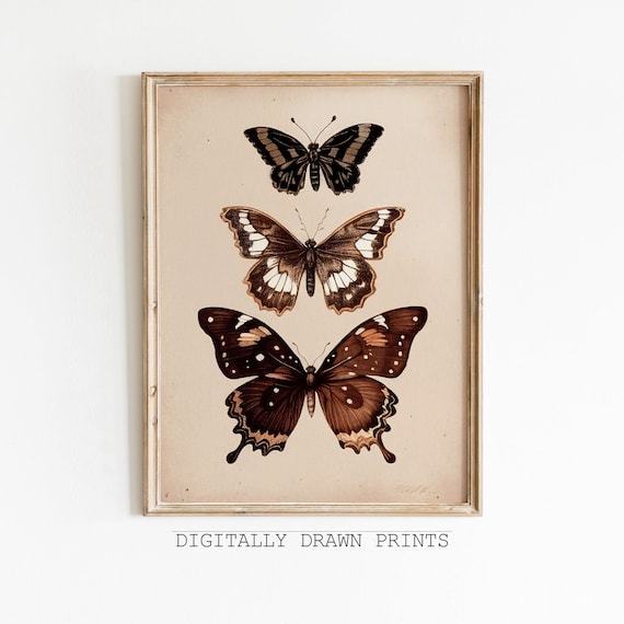 Butterfly Print, Neutral Farmhouse Wall Decor