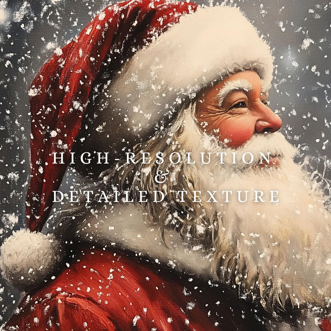 Vintage Santa Portrait Art Print, Rustic Christmas Decor - Image 2