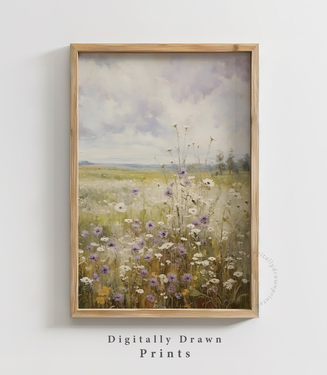 Spring Wildflower Field Landscape, Vintage Farmhouse Print - Image 4