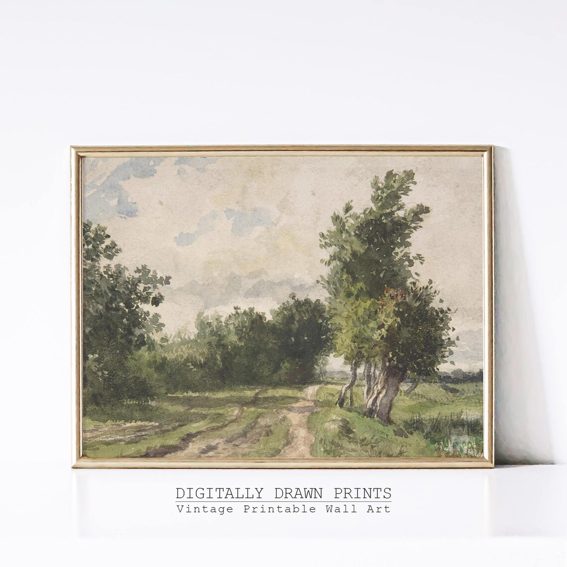 English Countryside Painting Rustic Meadow Trees Poster