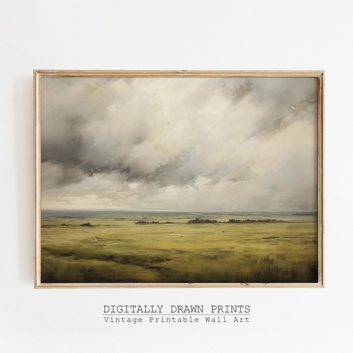 Moody Storm Clouds Over Vast Green Prairie Landscape Art Print - Image 5