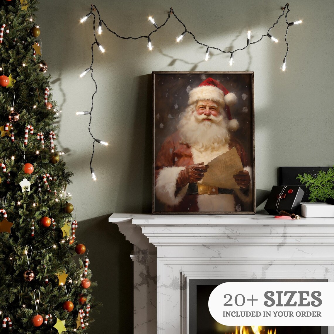 Vintage Christmas Santa Reading His Gift List Print - Image 3