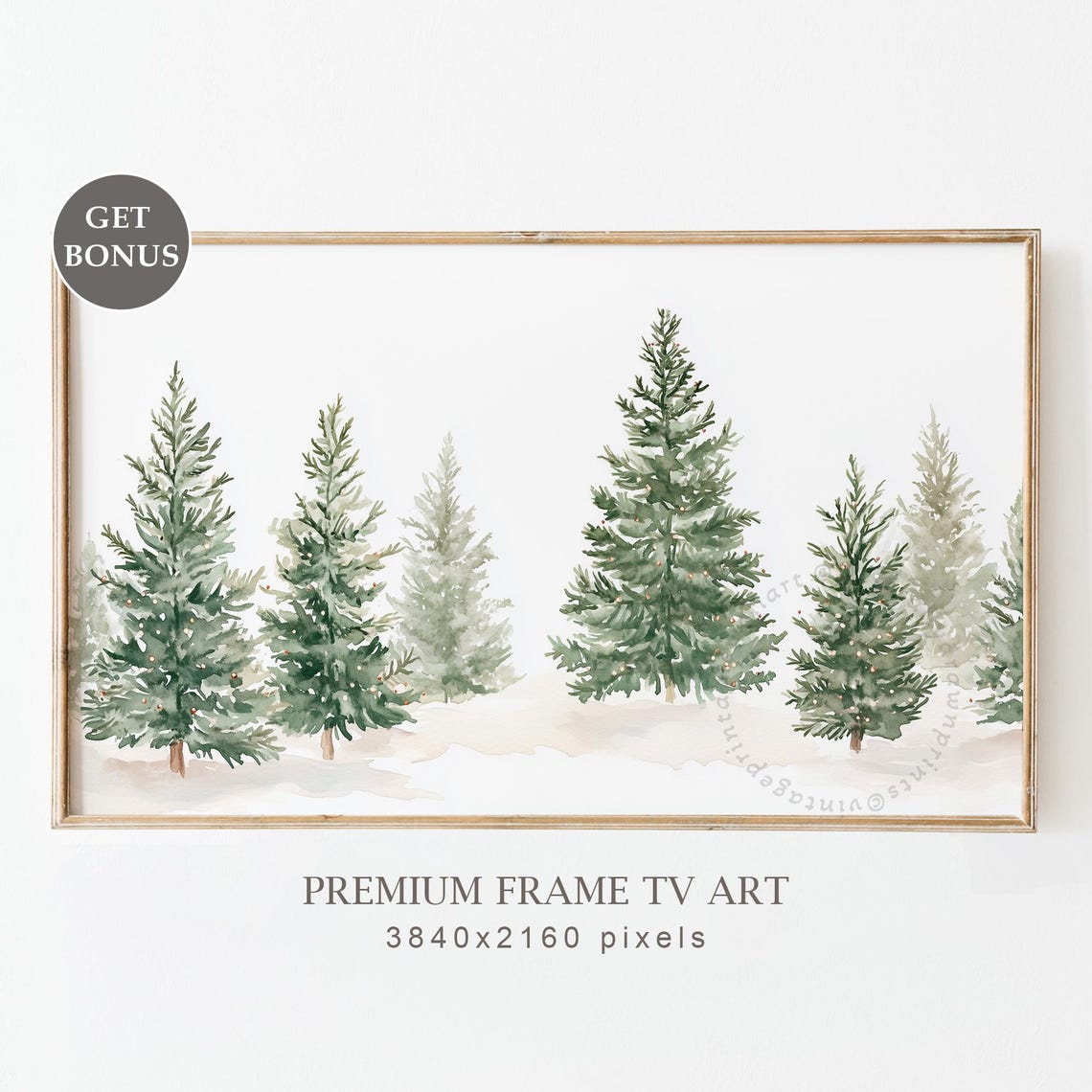 Minimalist Watercolor Evergreen Trees White Neutral Winter Poster