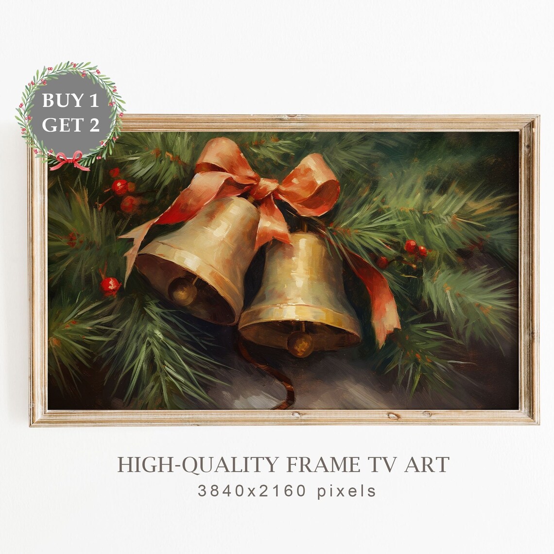 Christmas Jingle Bells Oil Painting Art Print
