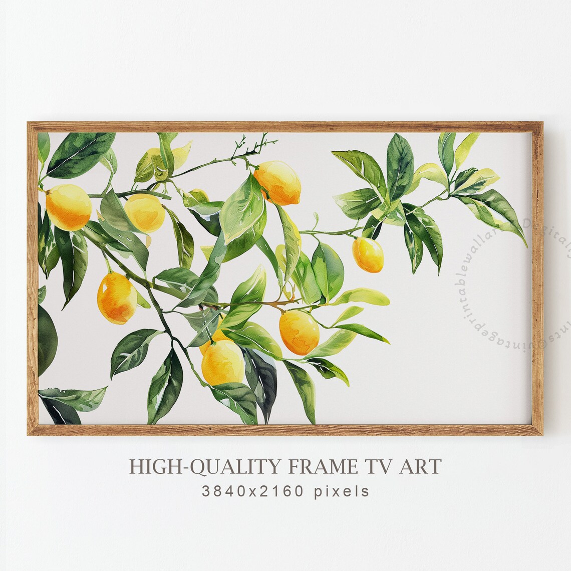 Watercolor Lemon Branches Citrus Green Leaves Botanical Poster - Image 4