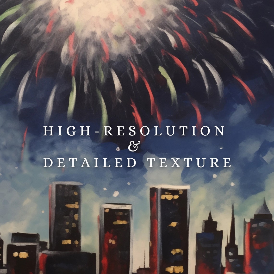 City Skyline Big Firework Display New Year Night Celebration Poster - Image 2