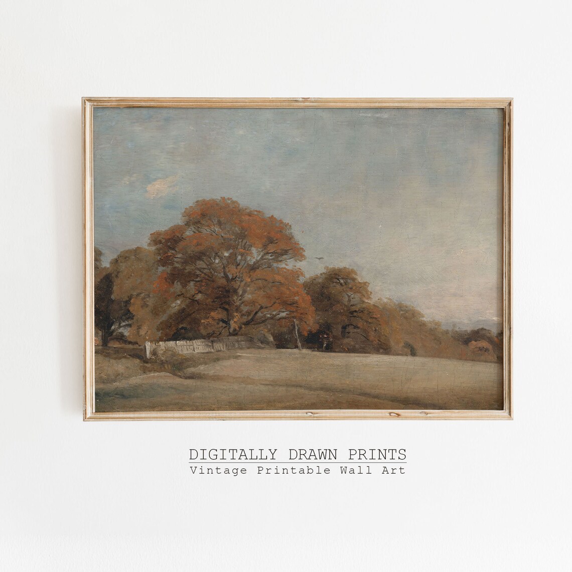 Autumn Landscape Oil Painting Vintage Rustic Country Decor Farmhouse Decor Antique Oil Painting Art - Image 3