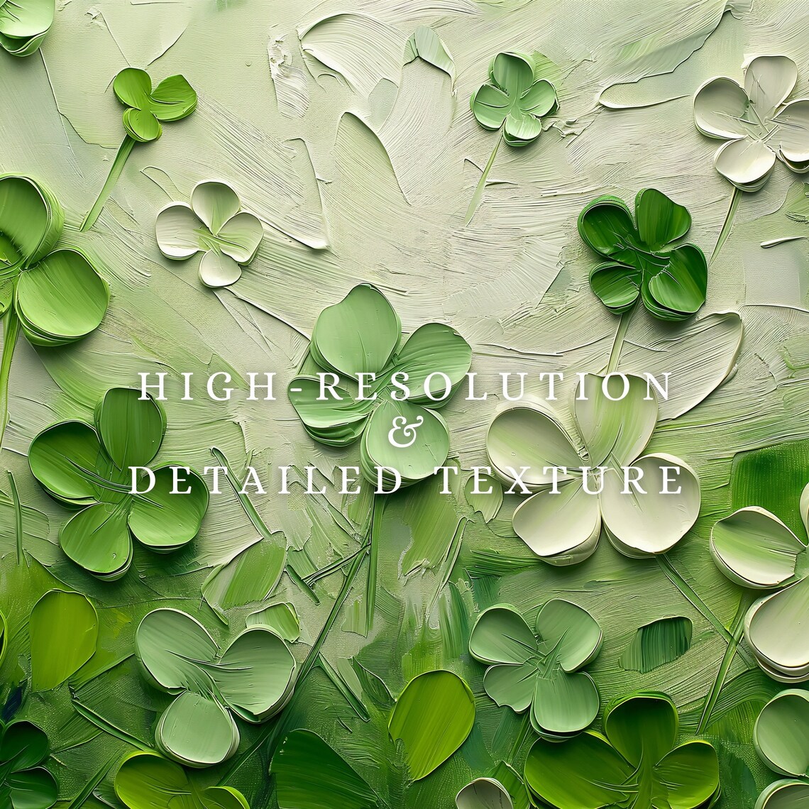 Saint Patrick Abstract Clovers Oil Painting Art Print - Image 2