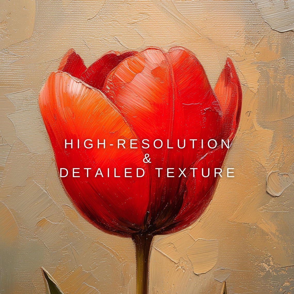Vintage Tulip Wall Art Red Tulip Antique Oil Painting Neutral Farmhouse Decor Muted Tone Print Country Oil Painting - Image 2