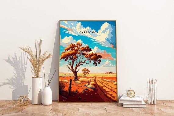 Australian Outback Travel Print Poster Wall Art Vintage De