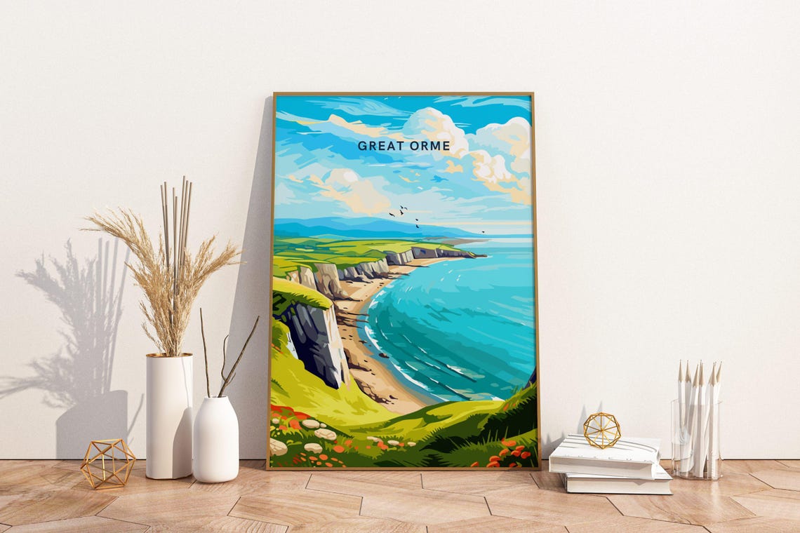 Great Orme Wales Coastal Cliffs Sunny Sandy Beach Cove Poster