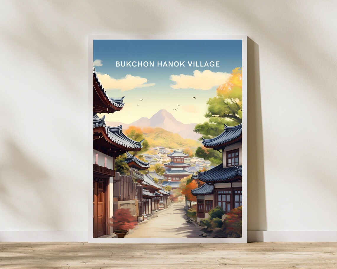 Bukchon Hanok Village Seoul Traditional Korean Houses Street Poster